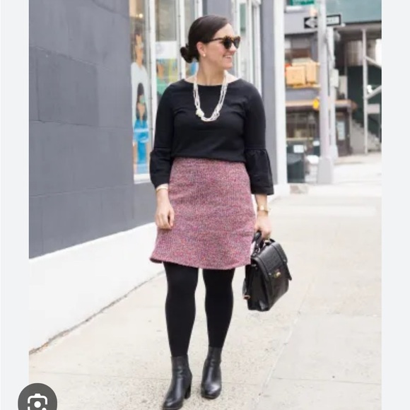 Tahari A Line Tweed Multi Color Metallic Ribbon Trim Waist Mini Skirt Size 16 - Picture 3 of 14